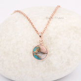 Pink Opal Copper Turquoise Necklace - Solid Silver - Gold Plated Pendant Necklace - 12mm Round - Gift For Daughter - Jewelry For Everyday